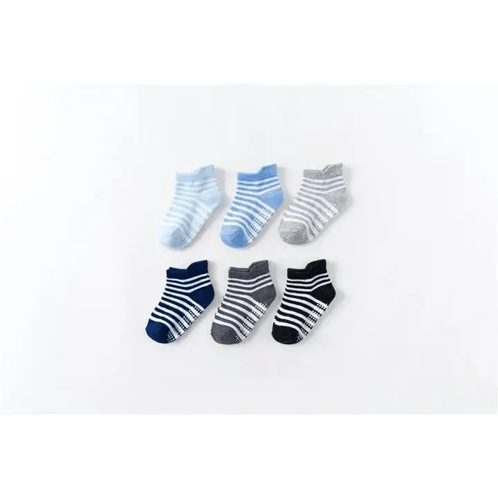 Premium Anti-Slip Cotton Socks Set for Kids - 6 Pairs