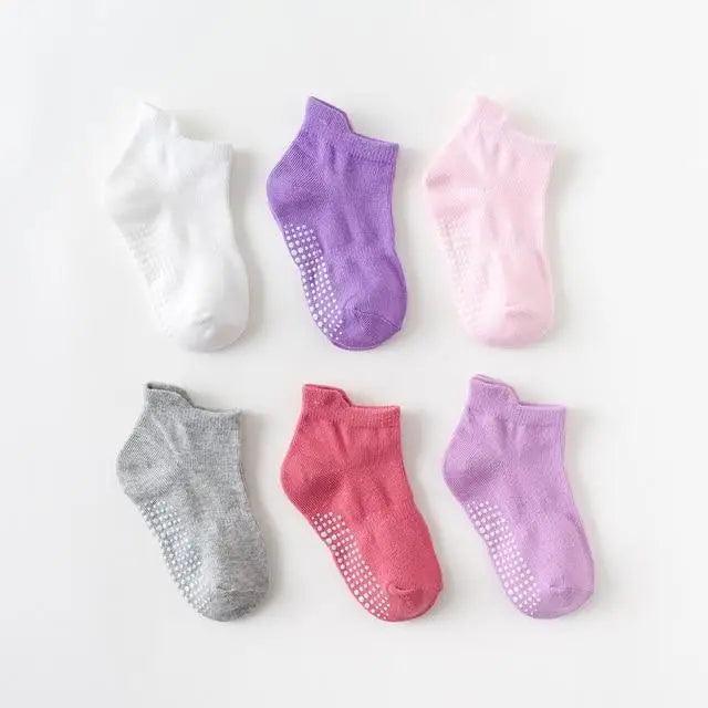 Premium Anti-Slip Cotton Socks Set for Kids - 6 Pairs
