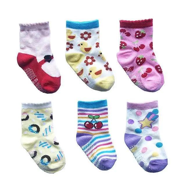 Premium Anti-Slip Cotton Socks Set for Kids - 6 Pairs