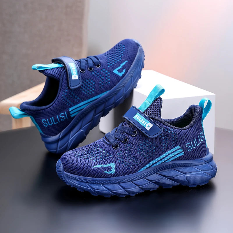 Children's sports shoes seasonal flying woven men's shoes breathable men's and women's casual running shoes for children - Korvel