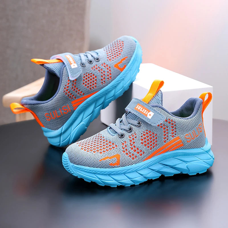 Children's sports shoes seasonal flying woven men's shoes breathable men's and women's casual running shoes for children - Korvel