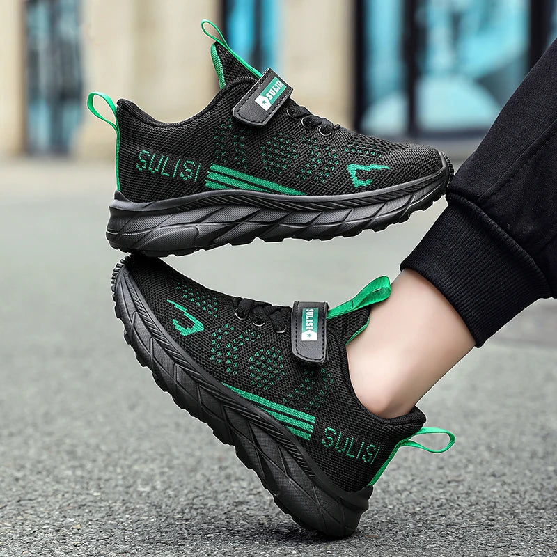 Children's sports shoes seasonal flying woven men's shoes breathable men's and women's casual running shoes for children - Korvel