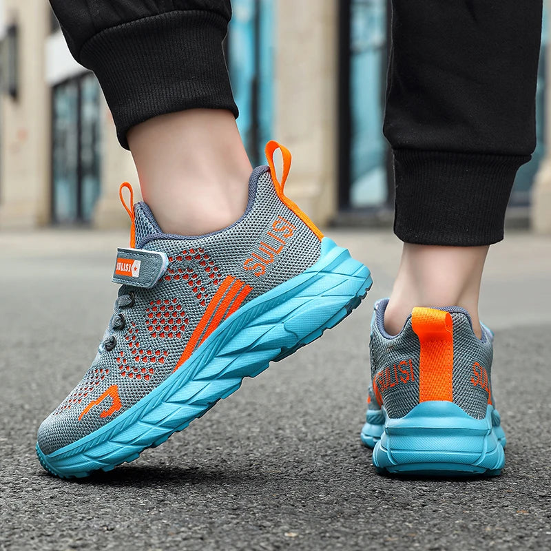 Children's sports shoes seasonal flying woven men's shoes breathable men's and women's casual running shoes for children - Korvel
