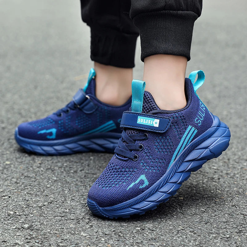 Children's sports shoes seasonal flying woven men's shoes breathable men's and women's casual running shoes for children - Korvel