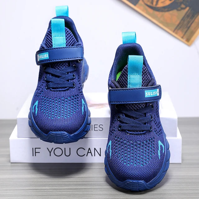 Children's sports shoes seasonal flying woven men's shoes breathable men's and women's casual running shoes for children - Korvel