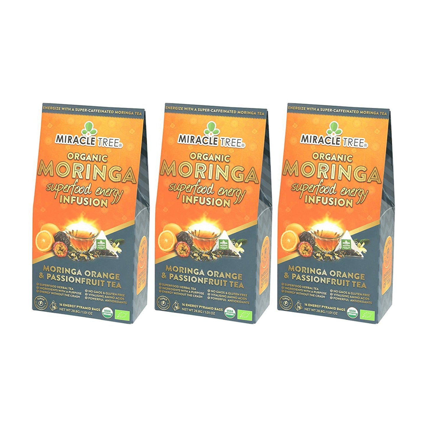 Thé énergisant Moringa avec orange et fruit de la passion
