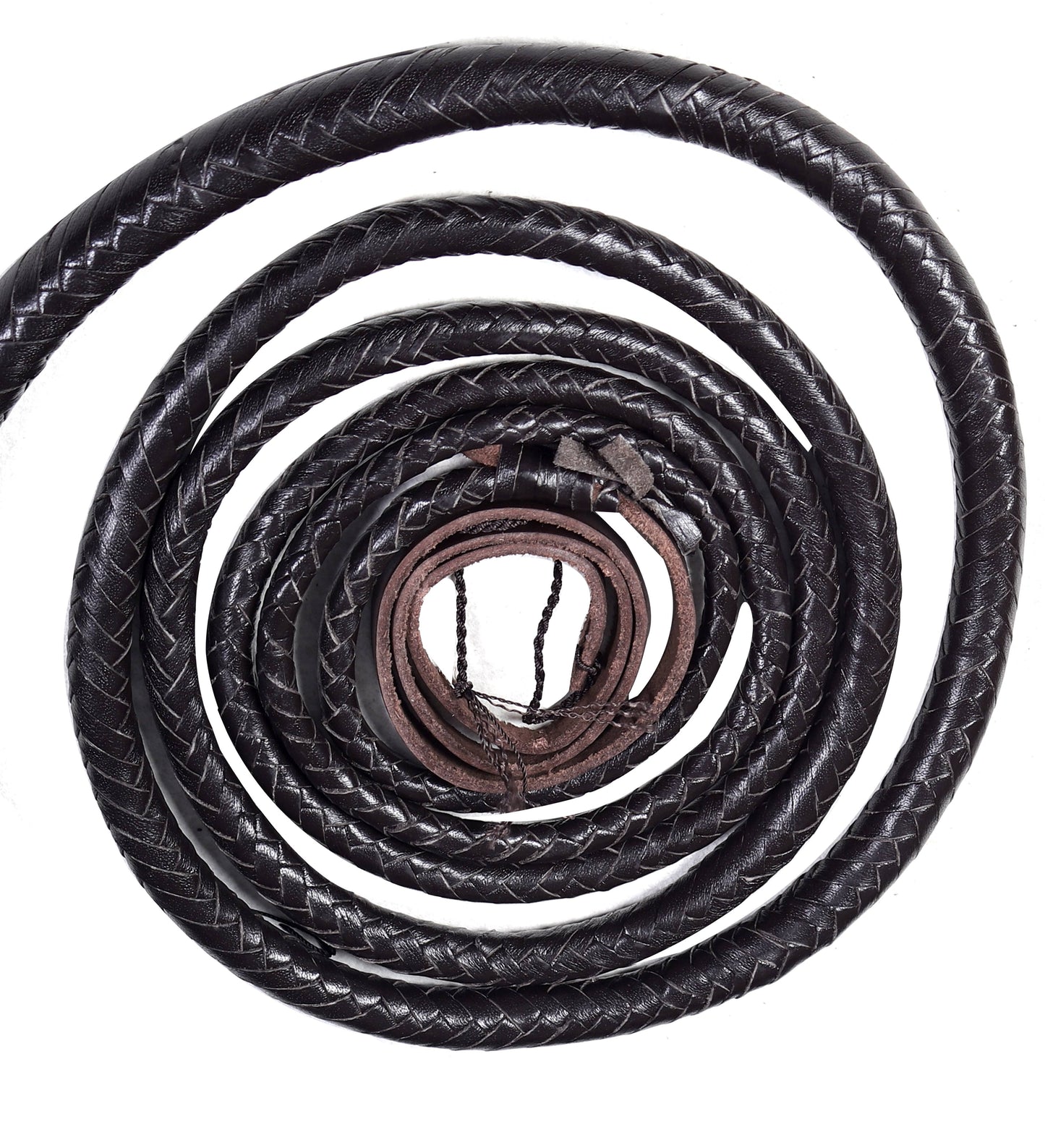 Premium Choco Black Leather Bull Whip – Handcrafted by KBS Knives Store (4ft–16ft) - Korvel