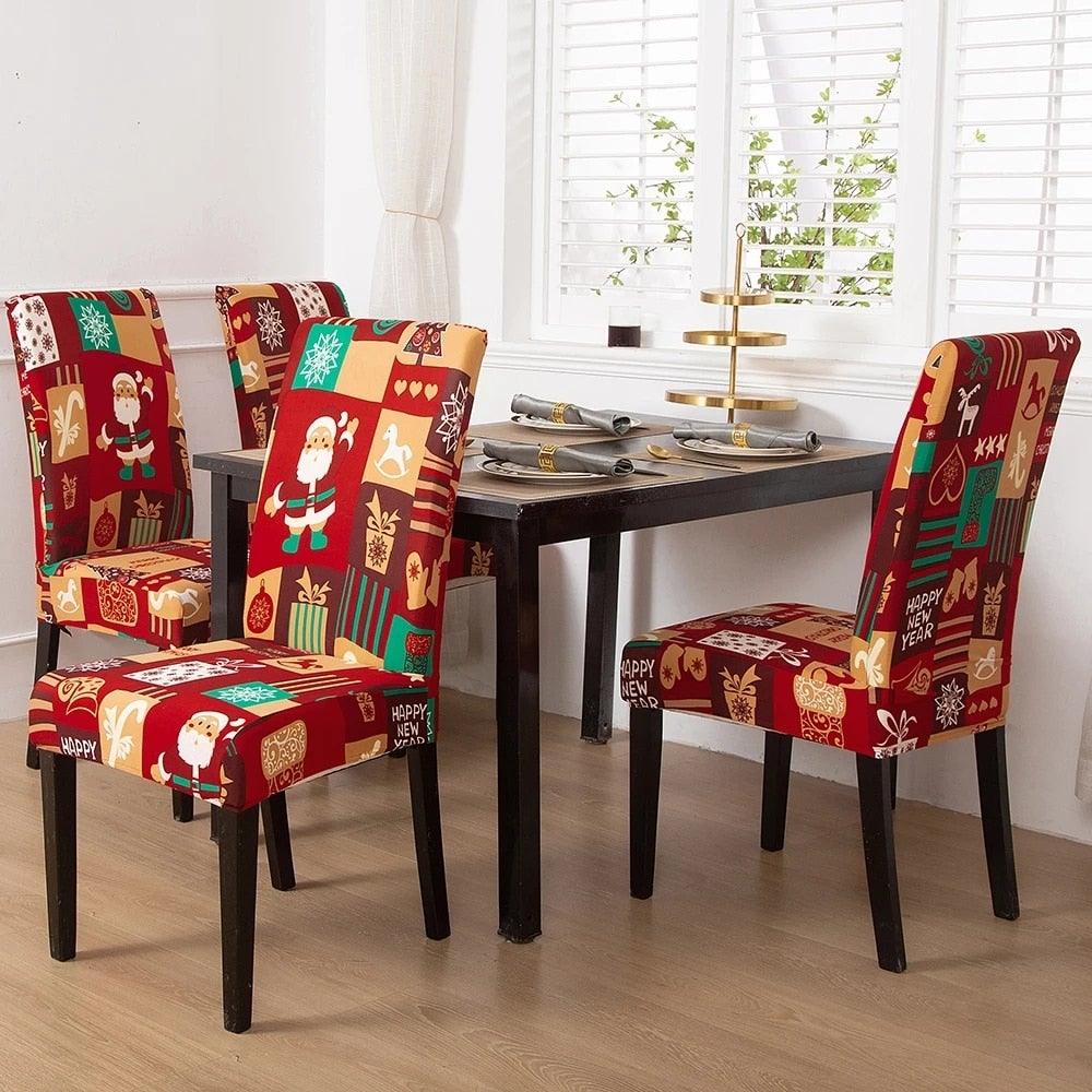 Christmas Stretch Chair Cover for Dining Room & Banquet