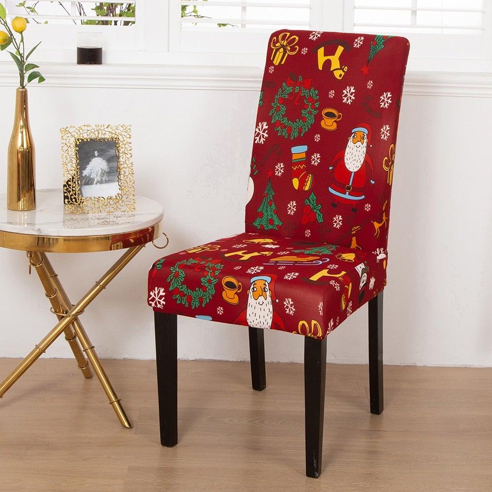 Christmas Stretch Chair Cover for Dining Room & Banquet