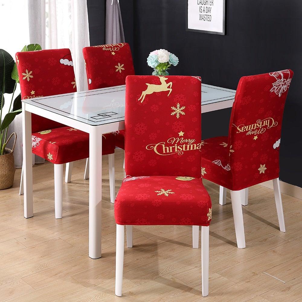 Christmas Stretch Chair Cover for Dining Room & Banquet