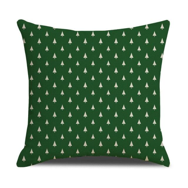 Housse de coussin en coton et lin à motif rayé vert de Noël