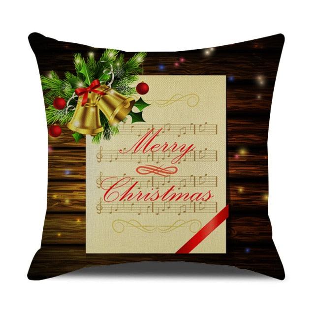 Housse de coussin en coton et lin à motif rayé vert de Noël