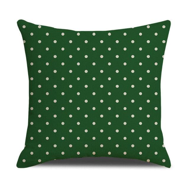 Housse de coussin en coton et lin à motif rayé vert de Noël