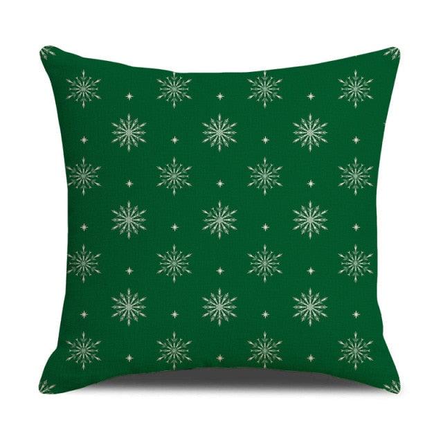 Housse de coussin en coton et lin à motif rayé vert de Noël