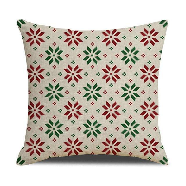 Housse de coussin en coton et lin à motif rayé vert de Noël