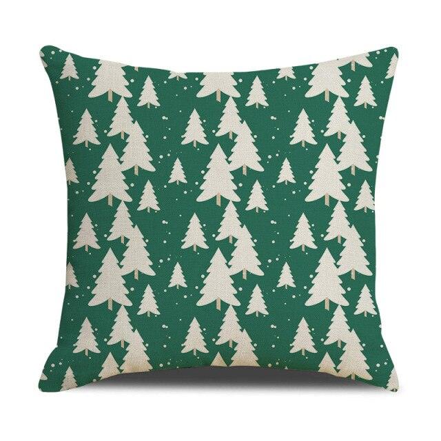 Housse de coussin en coton et lin à motif rayé vert de Noël