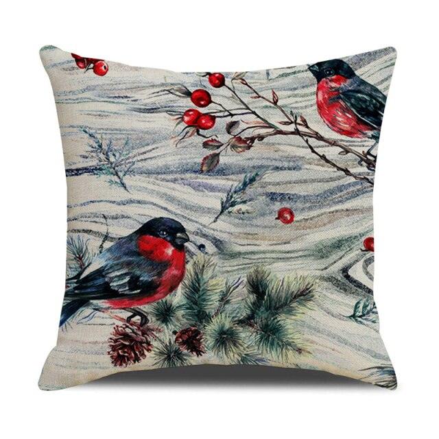 Housse de coussin en coton et lin à motif rayé vert de Noël