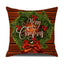 Housse de coussin en coton et lin à motif rayé vert de Noël