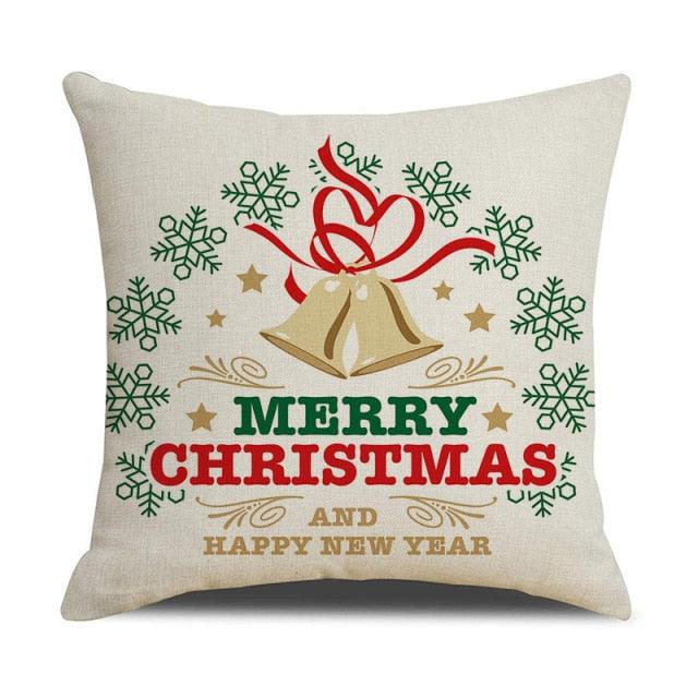 Housse de coussin en coton et lin à motif rayé vert de Noël