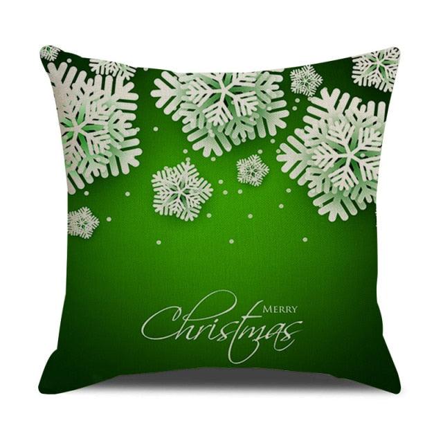 Housse de coussin en coton et lin à motif rayé vert de Noël