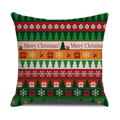 Christmas Green Stripe Pattern Cotton Linen Throw Pillow Cover