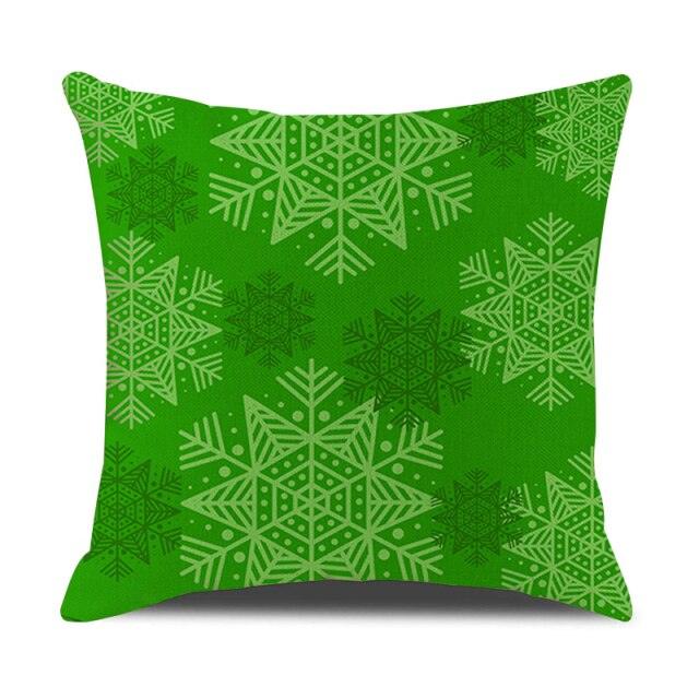 Housse de coussin en coton et lin à motif rayé vert de Noël