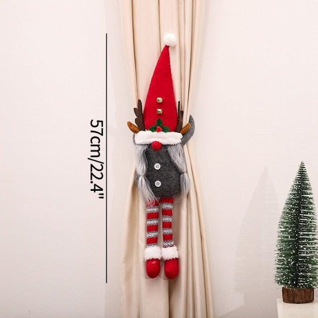 Cortinas de cuadros navideños - Adornos de Santa y muñeco de nieve