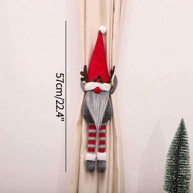 Cortinas de cuadros navideños - Adornos de Santa y muñeco de nieve