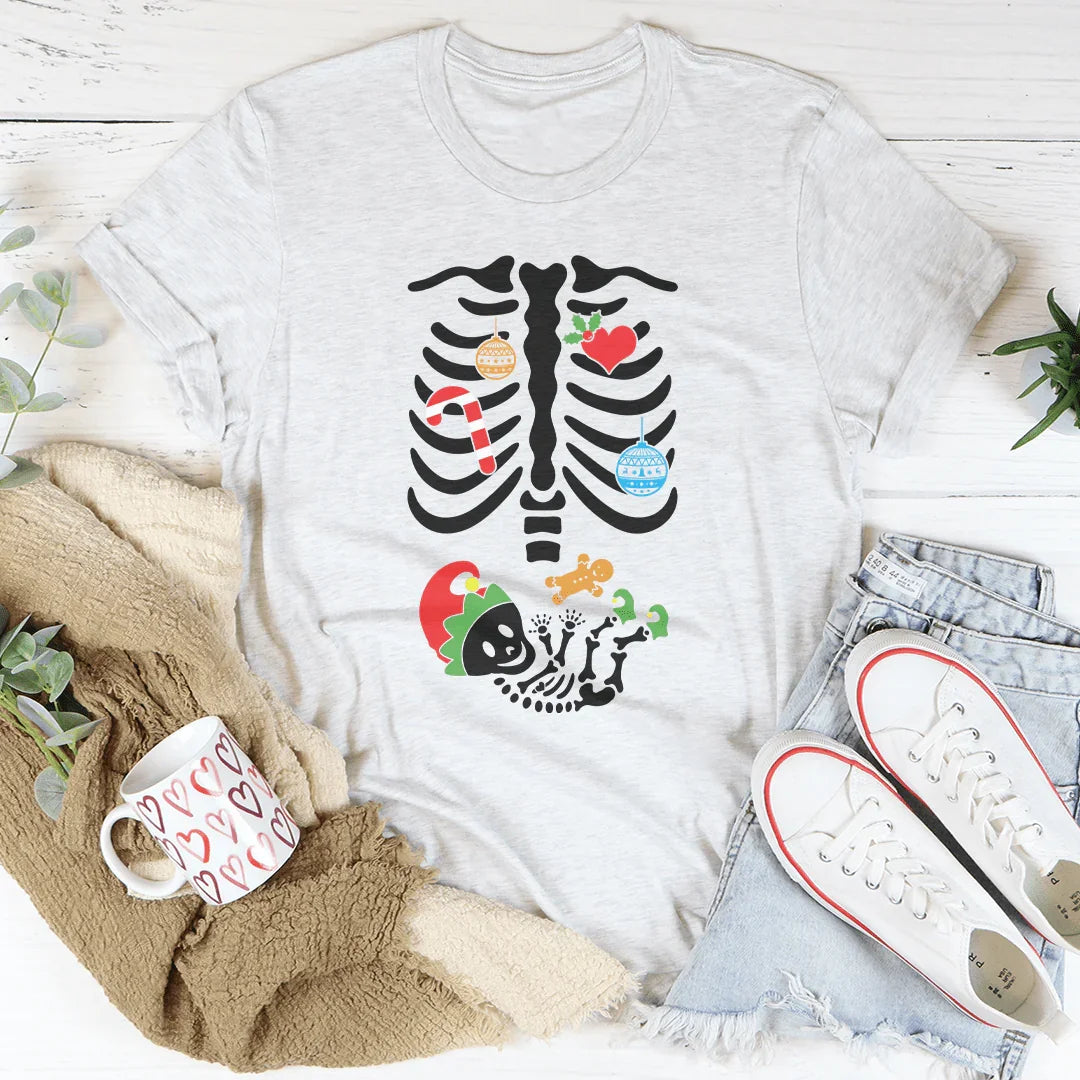 Christmas Pregnant Skeleton T-Shirt