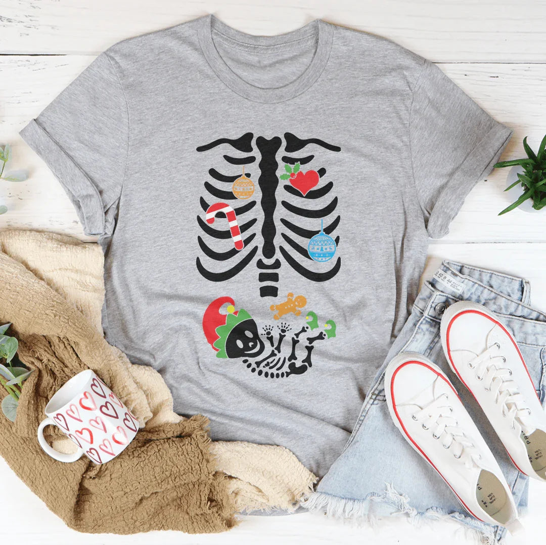Christmas Pregnant Skeleton T-Shirt