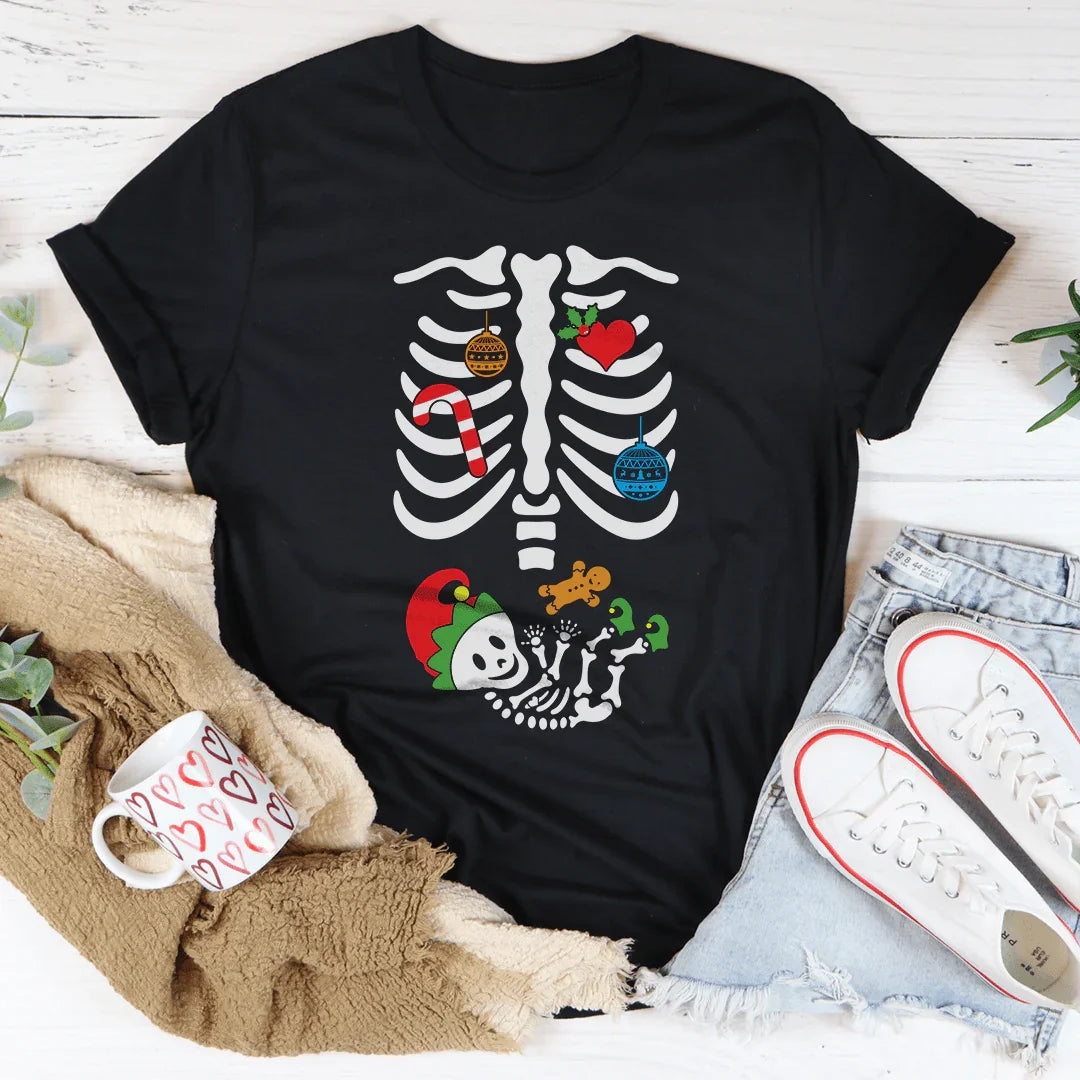 Christmas Pregnant Skeleton T-Shirt