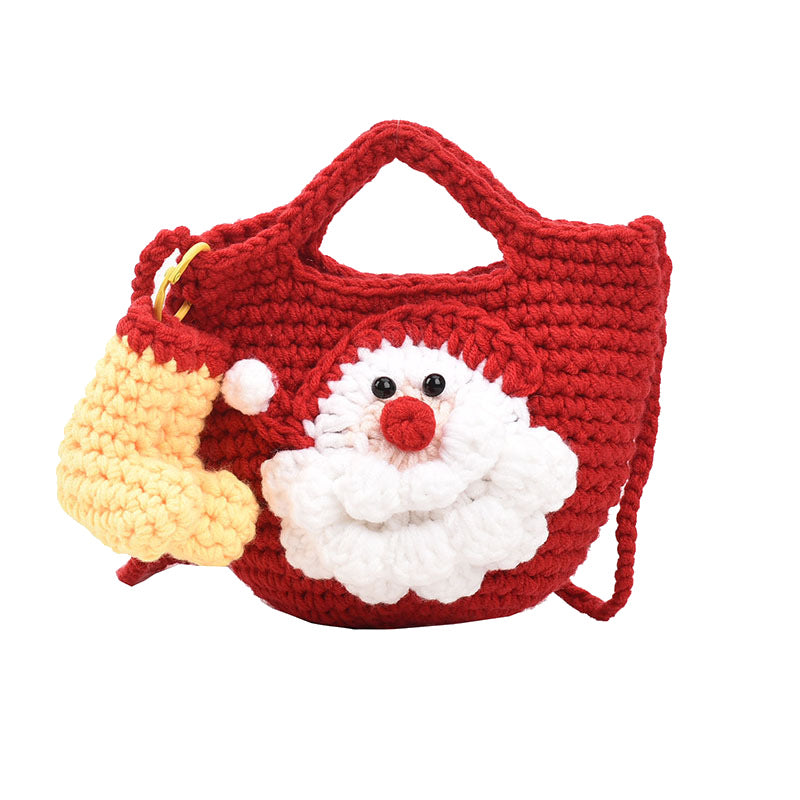 Sac à épaule en laine tricoté fait main - Style festif
