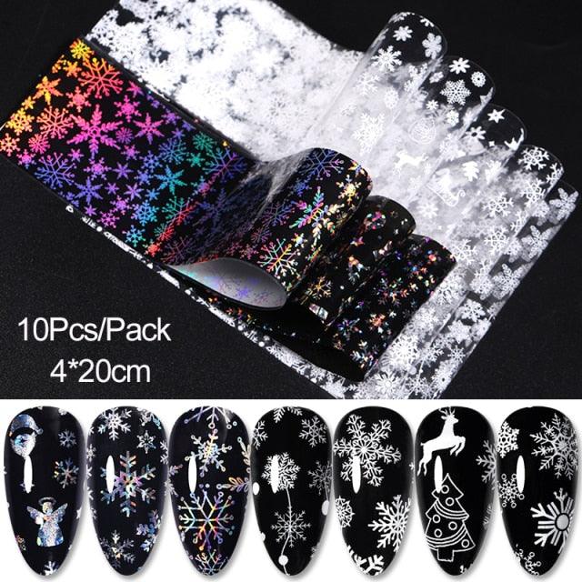 Christmas Silver Snowflakes Nail Art Foil Transfer Stickers