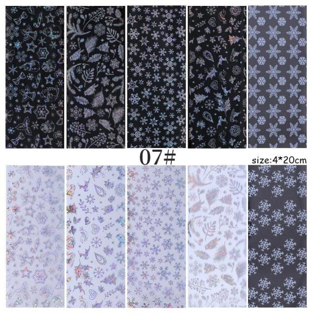 Christmas Silver Snowflakes Nail Art Foil Transfer Stickers