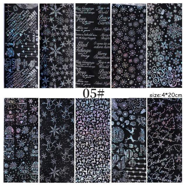 Christmas Silver Snowflakes Nail Art Foil Transfer Stickers