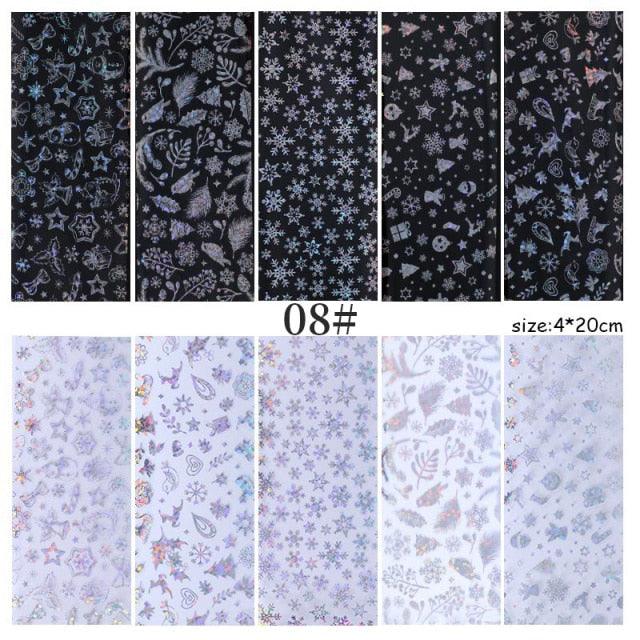 Christmas Silver Snowflakes Nail Art Foil Transfer Stickers