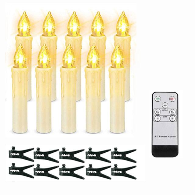 Bougies Taper LED sans Flamme Blanc Chaud avec Télécommande