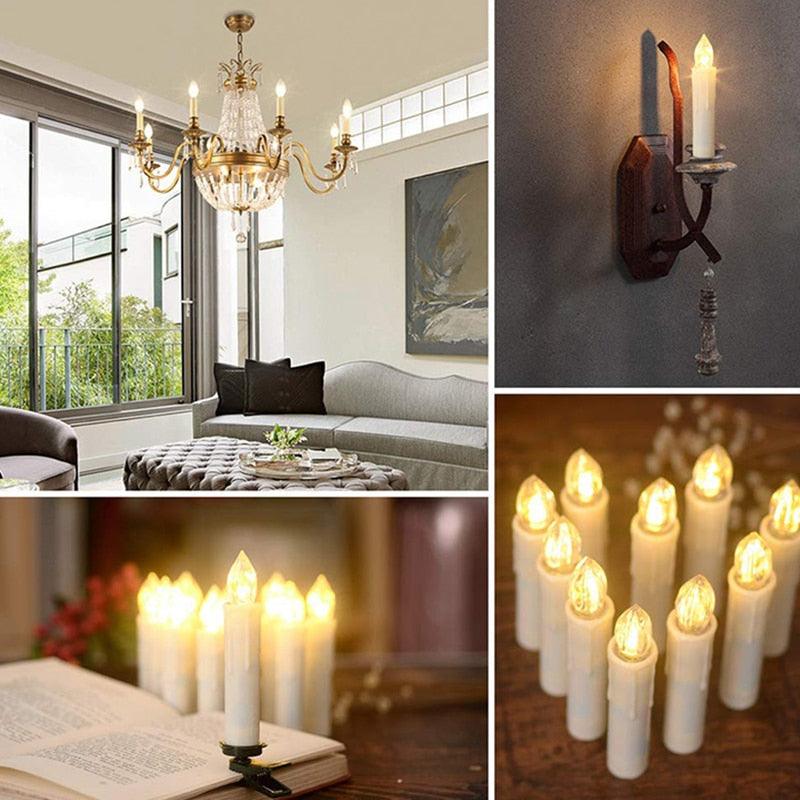 Bougies Taper LED sans Flamme Blanc Chaud avec Télécommande