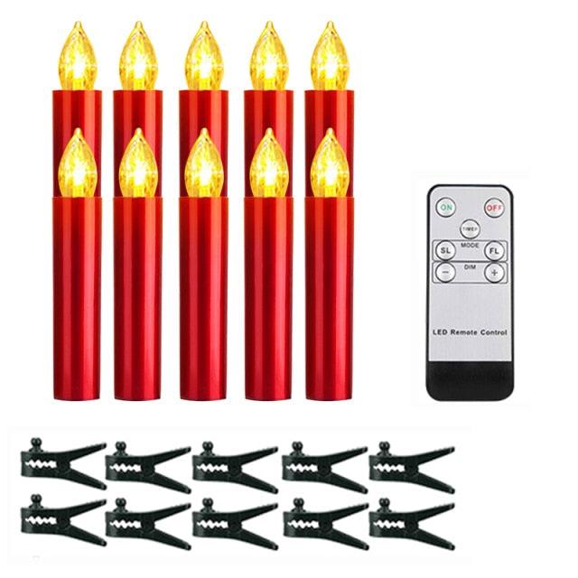 Velas de Taper Sin Llama Color Marfil con Temporizador a Control Remoto