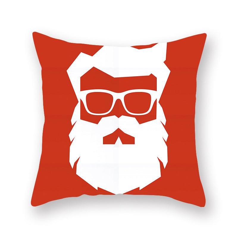 Funda de Almohada Roja de Navidad con Diseño de Santa y Muñeco de Nieve