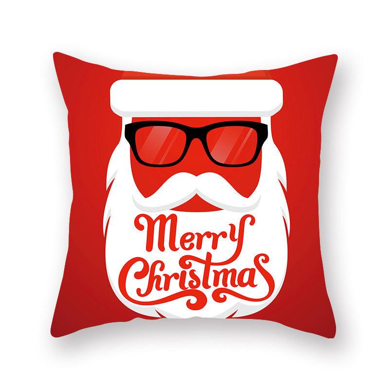 Funda de Almohada Roja de Navidad con Diseño de Santa y Muñeco de Nieve