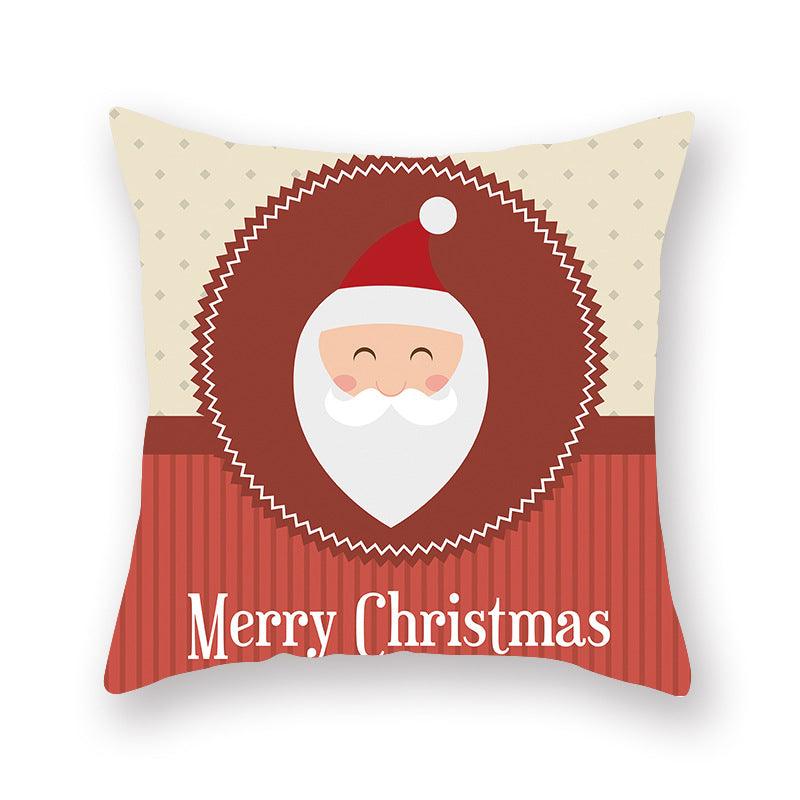 Funda de Almohada Roja de Navidad con Diseño de Santa y Muñeco de Nieve