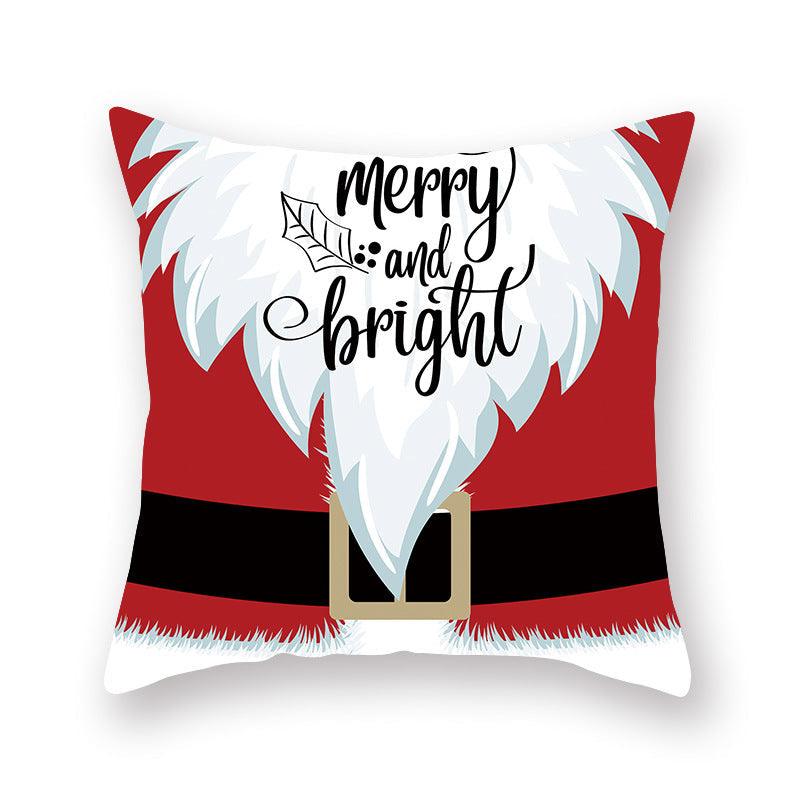 Funda de Almohada Roja de Navidad con Diseño de Santa y Muñeco de Nieve