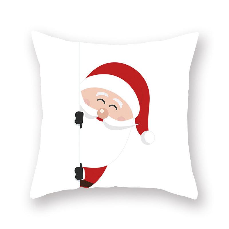 Funda de Almohada Roja de Navidad con Diseño de Santa y Muñeco de Nieve