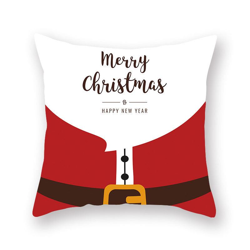 Funda de Almohada Roja de Navidad con Diseño de Santa y Muñeco de Nieve