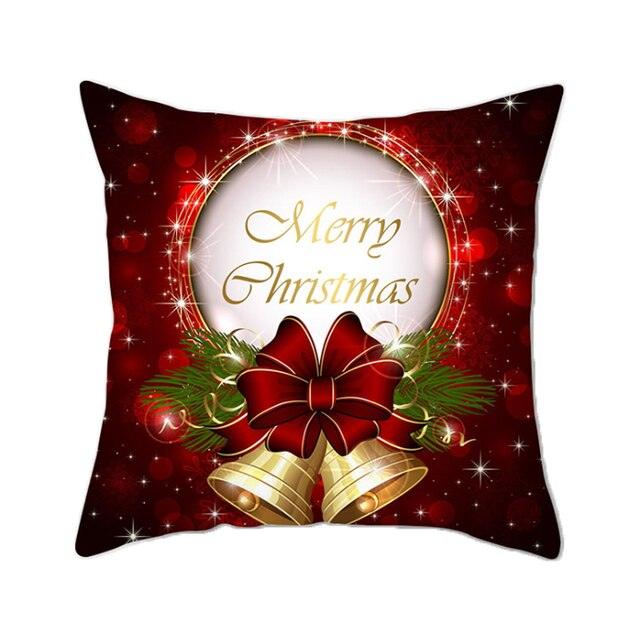 Funda de Almohada Roja de Navidad con Diseño de Santa y Muñeco de Nieve