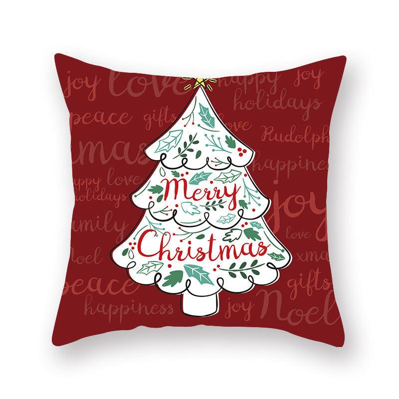 Funda de Almohada Roja de Navidad con Diseño de Santa y Muñeco de Nieve