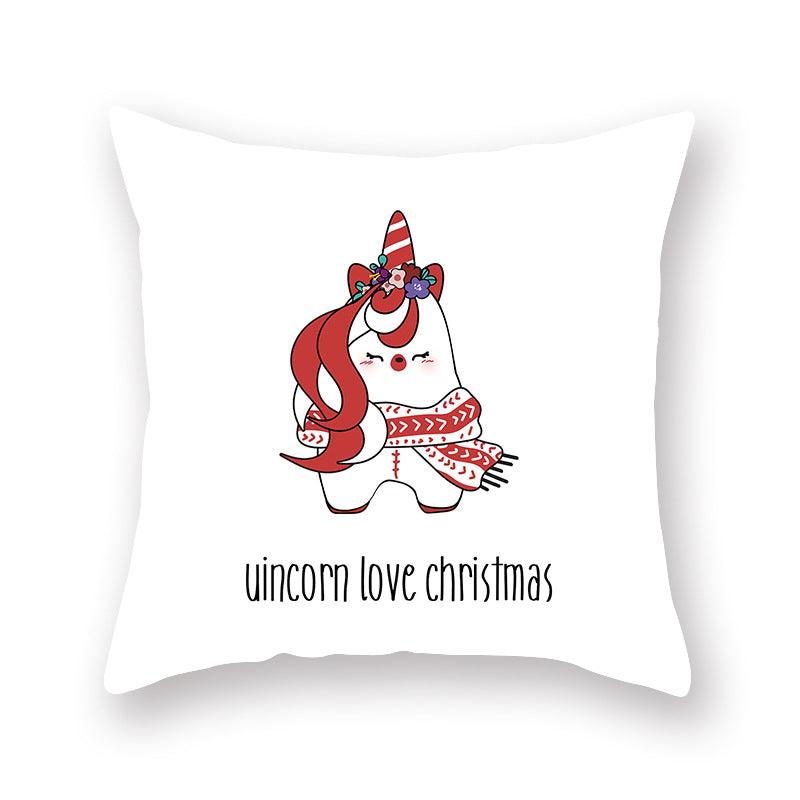Funda de Almohada Roja de Navidad con Diseño de Santa y Muñeco de Nieve