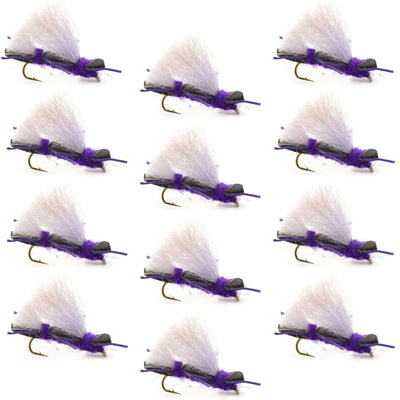 Chubby Chernobyl Ant - Purple Foam Body Grasshopper Flies (12 Pack, Size 10) - Korvel