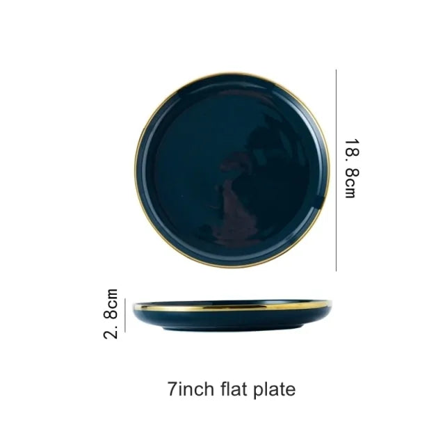 Elegant Blue Porcelain Dinner Plates